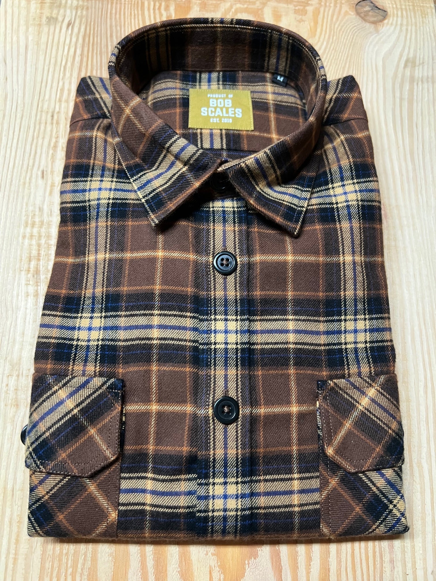 BROWN FLANNEL PLAID WORK SHIRT