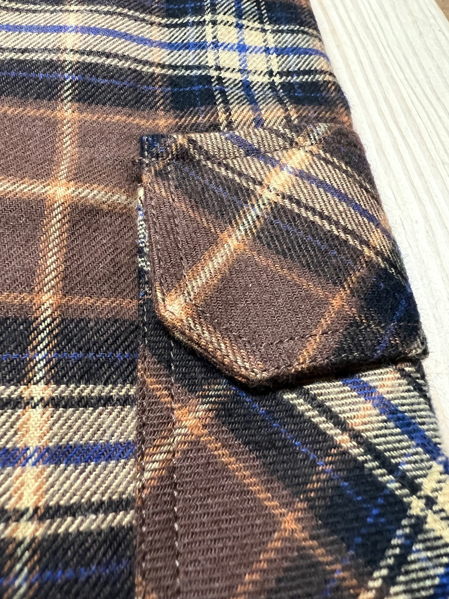 BROWN FLANNEL PLAID WORK SHIRT