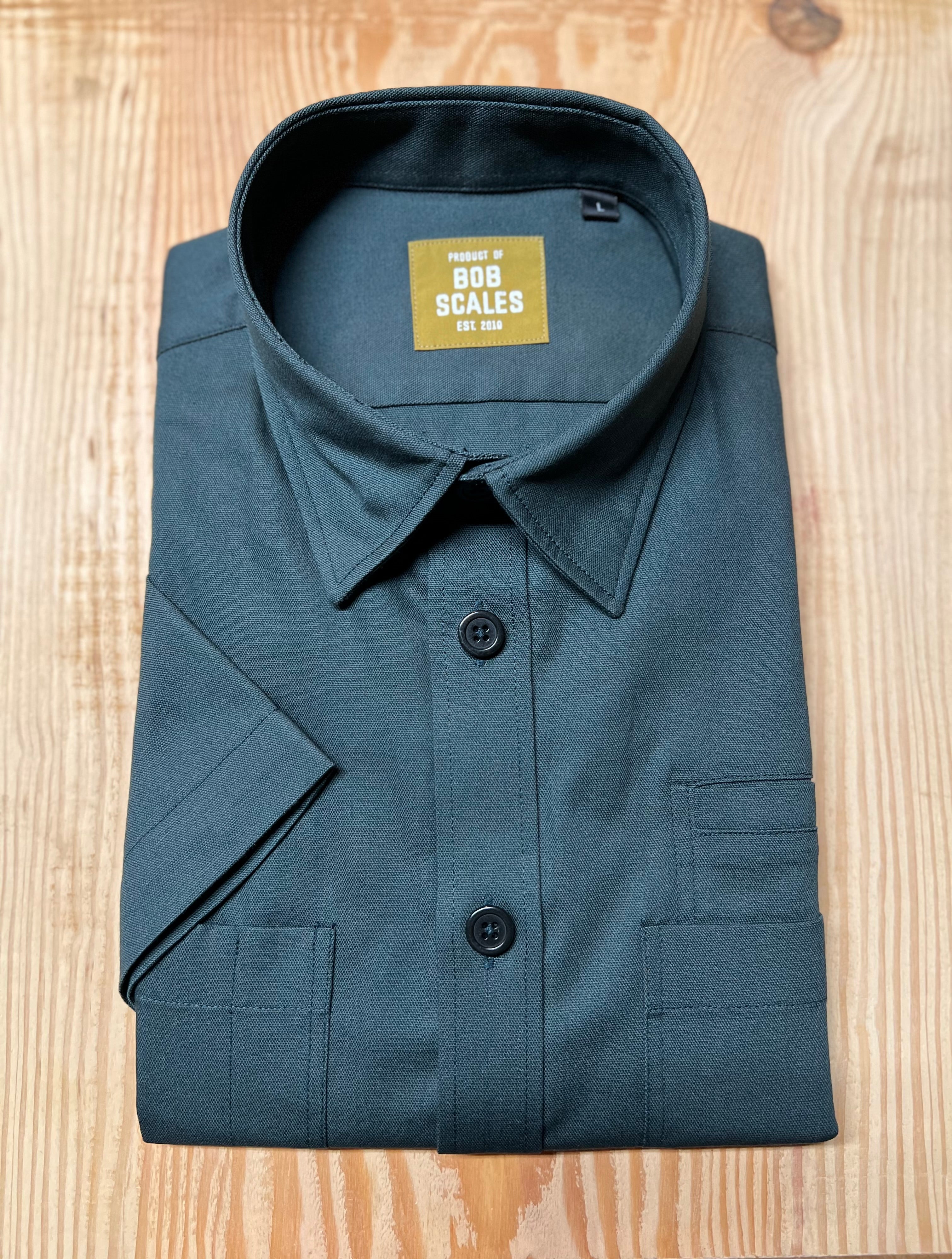 GUN METAL BLUE SHORT SLEEVE UTILITY SHIRT