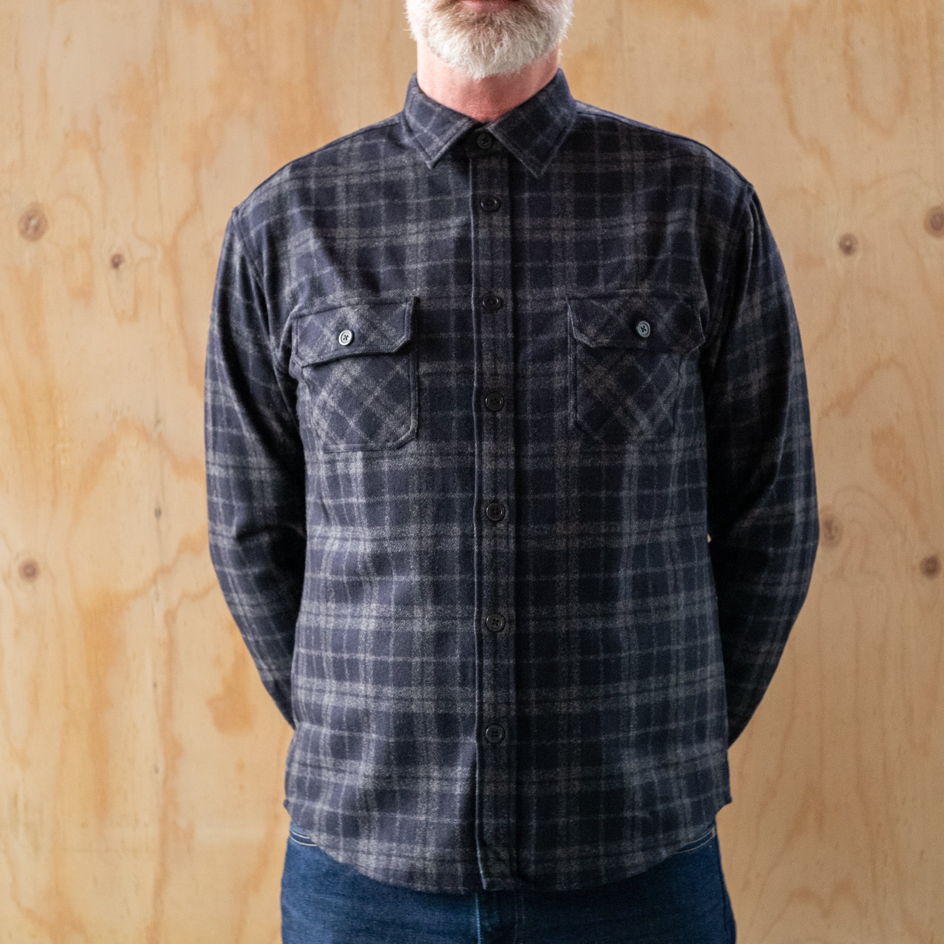 WOOL BLUE PLAID WORK SHIRT