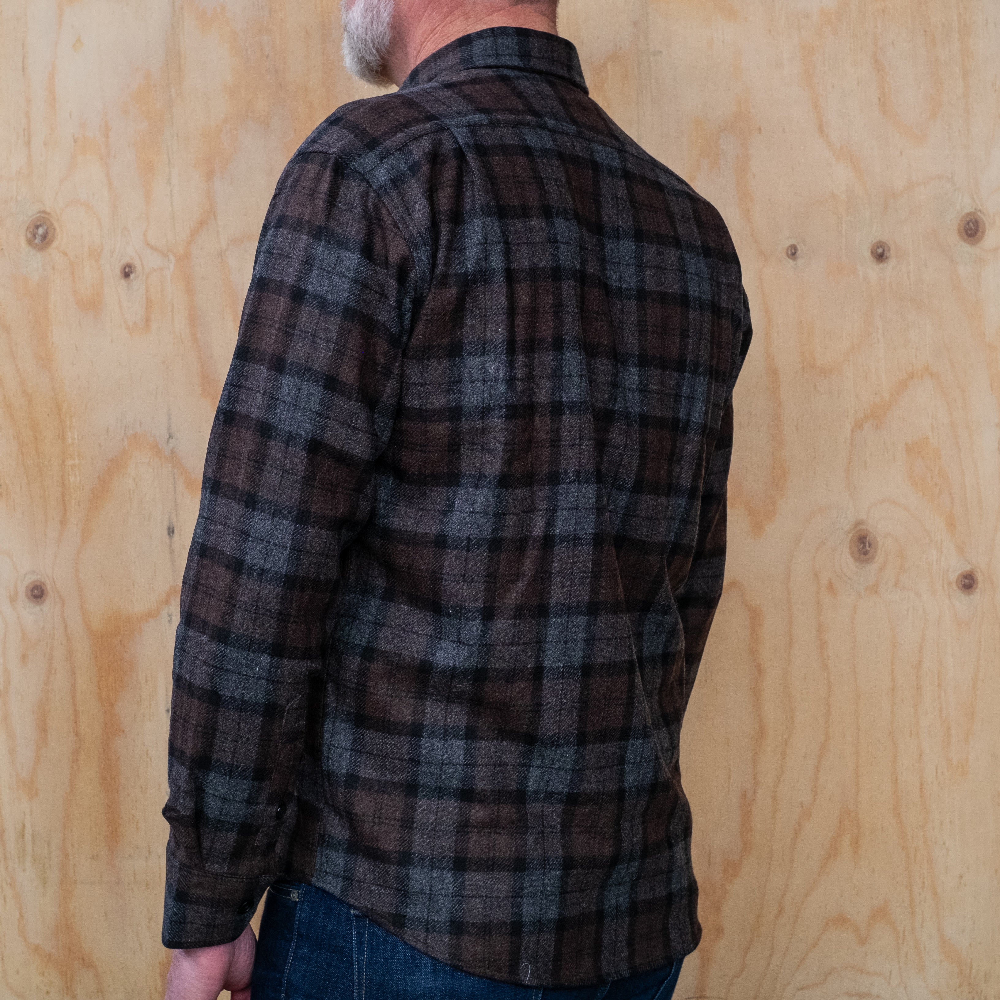 WOOL BROWN PLAID WORK SHIRT