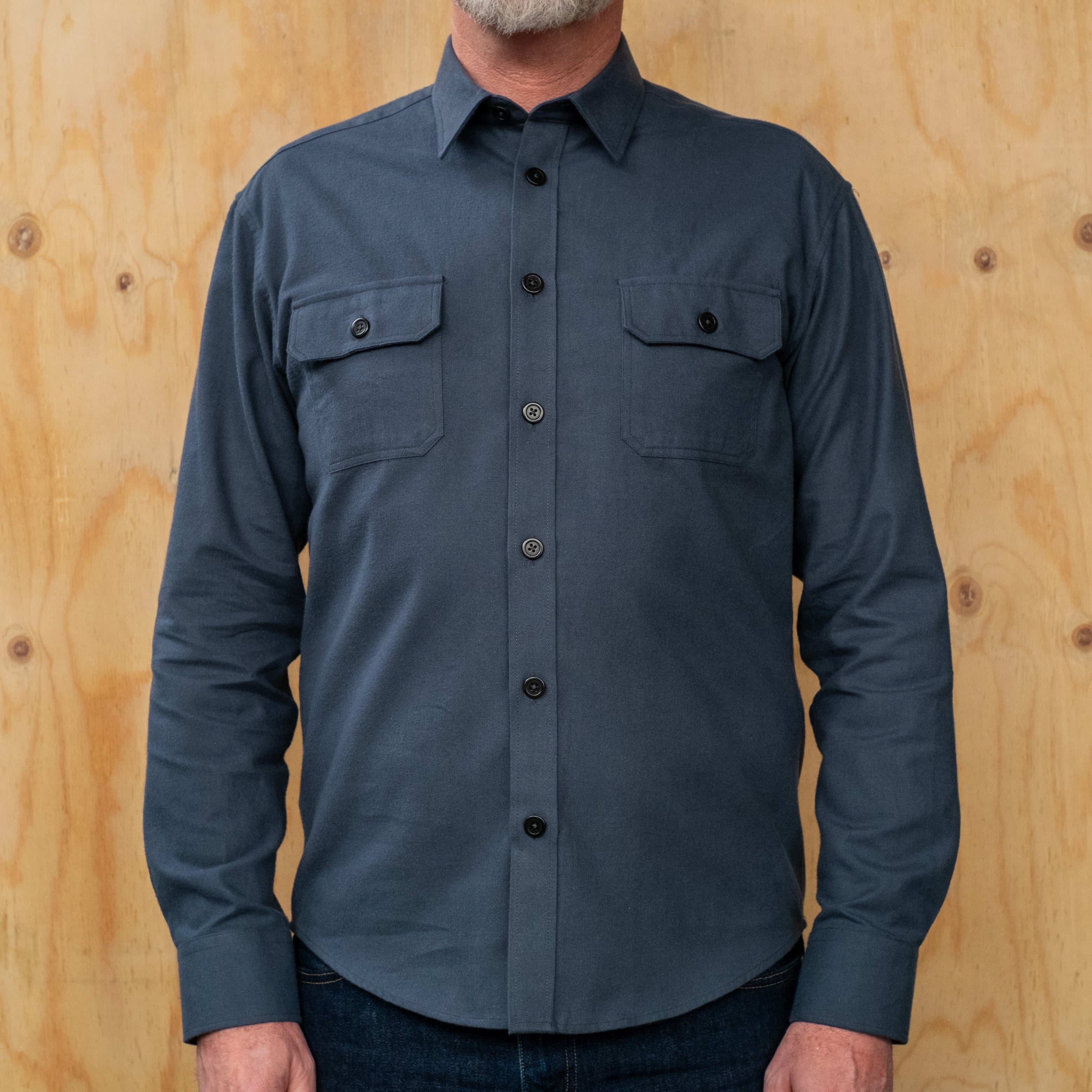 BOTTLE BLUE FLANNEL WORK SHIRT