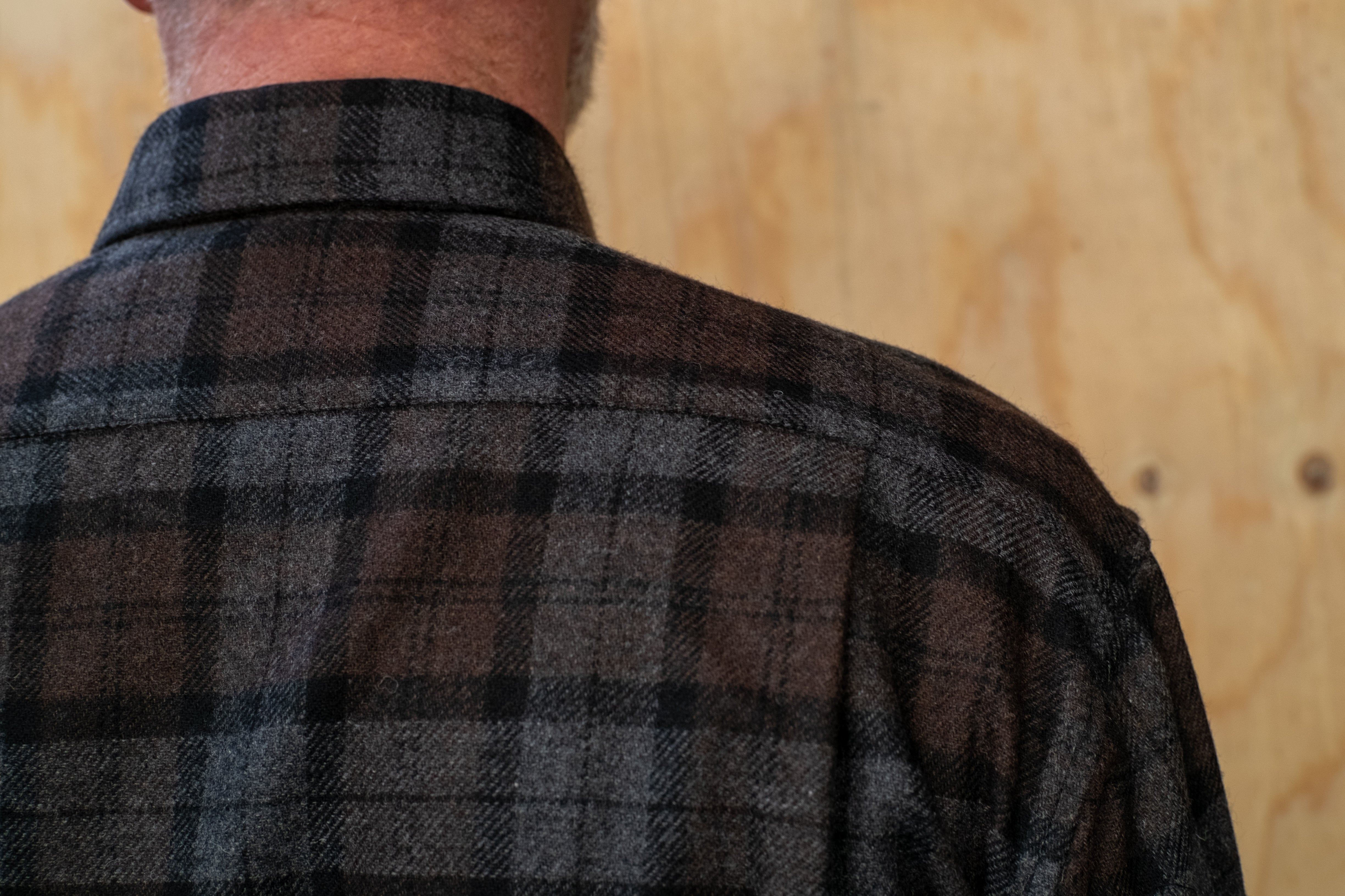 WOOL BROWN PLAID WORK SHIRT