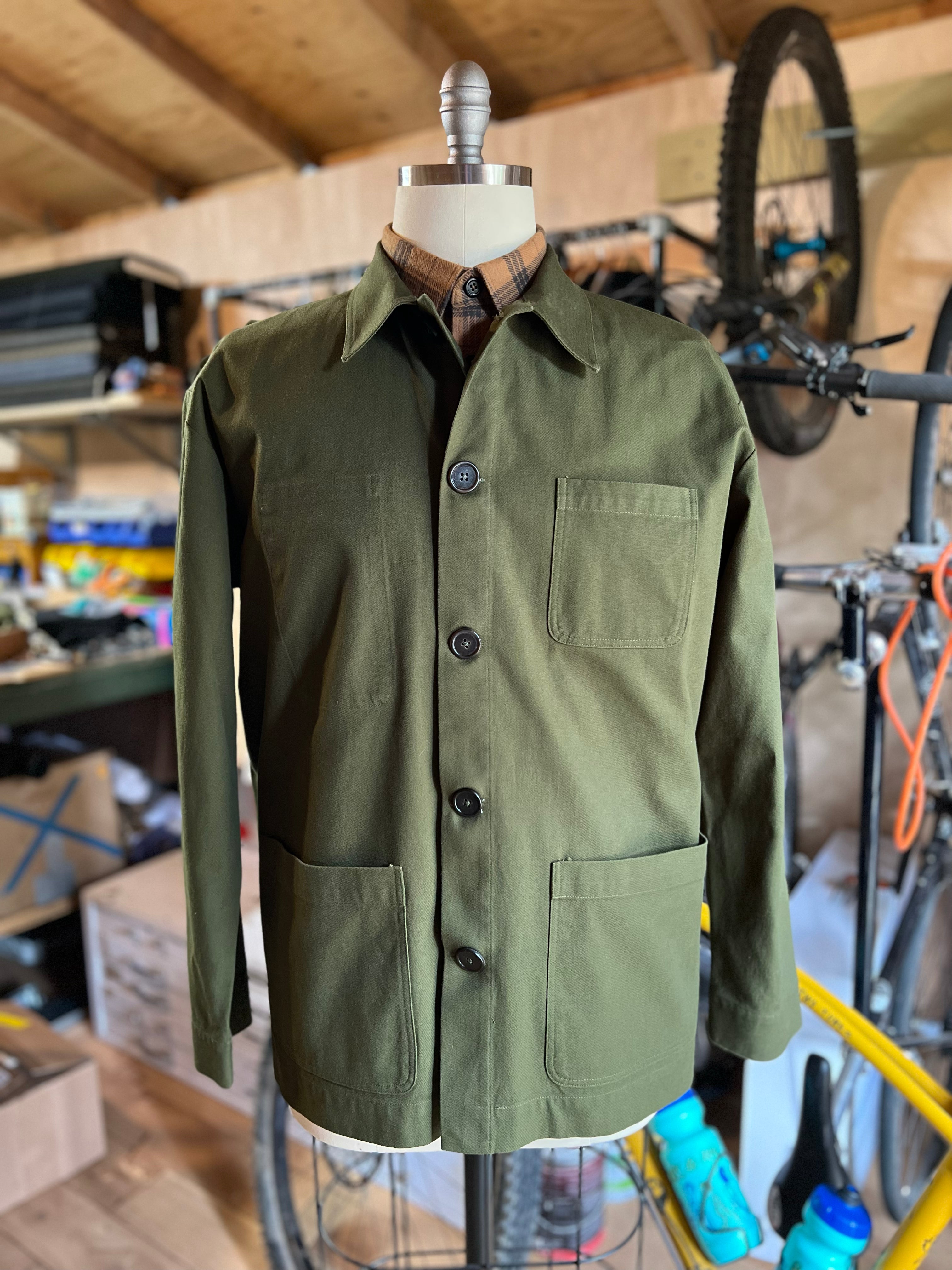 FOREST GREEN CANVAS CHORE COAT